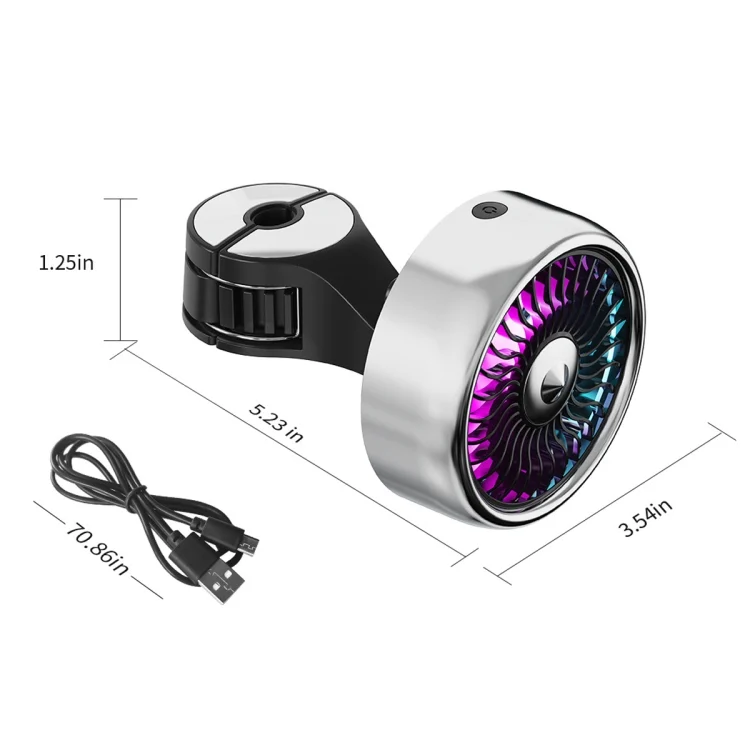 TBD06048692_B1.webp FE052 RGB Color Light USB Plug-in Clip-on Car Rear Seat Headrest Fan - Image 2