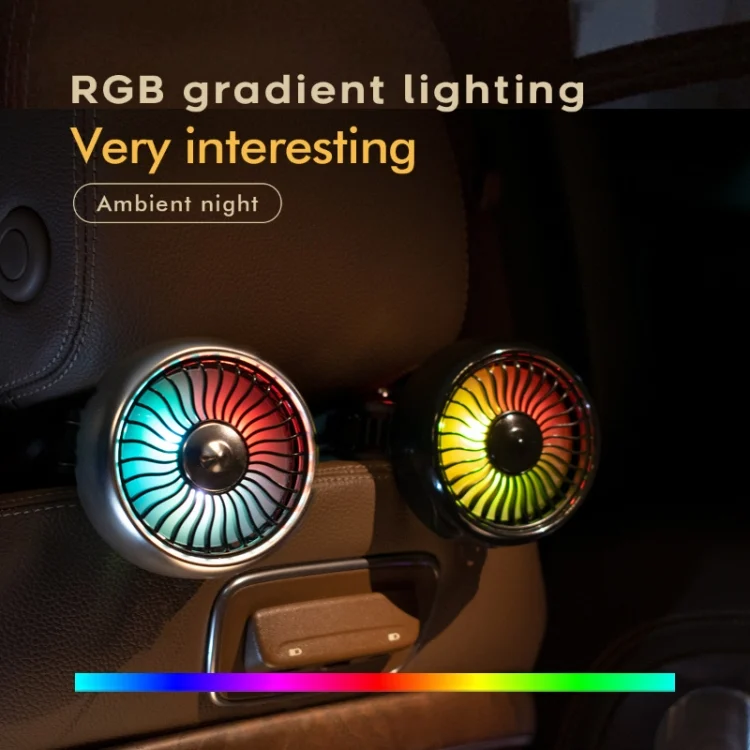 TBD06048692_B3.webp FE052 RGB Color Light USB Plug-in Clip-on Car Rear Seat Headrest Fan - Image 4