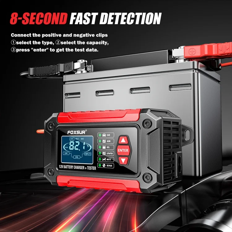 TBD06048761_B9.webp FOXSUR Cars Motorcycles 12V Lithium Cattery Charger With Battery Detection - Image 10