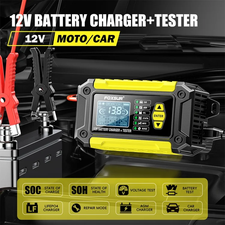TBD06048764_B3.webp FOXSUR Cars Motorcycles 12V Lithium Cattery Charger With Battery Detection - Image 4