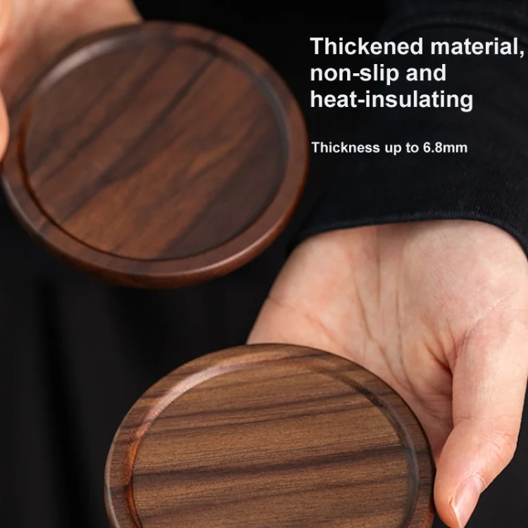 TBD06048827_4.webp 6pcs /Set Walnut Coaster Wooden Tea Ceremony Tray Coffee Cup Solid Wood Insulation Pad - Image 5