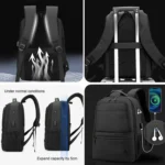WEPOWER Men Expanded Casual Double Shoulder Bag Multifunctional USB Charging Backpack - Image 7