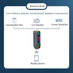 Q3 2-in-1 RGB Light Bluetooth Audio Receiver Launcher Car Audio Adapter - Image 7