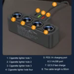 1 to 4 Q3.0 Car Cigarette Lighter Fast Charging 120W Car Conversion Plug - Image 5