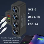 1 to 4 Q3.0 Car Cigarette Lighter Fast Charging 120W Car Conversion Plug - Image 6