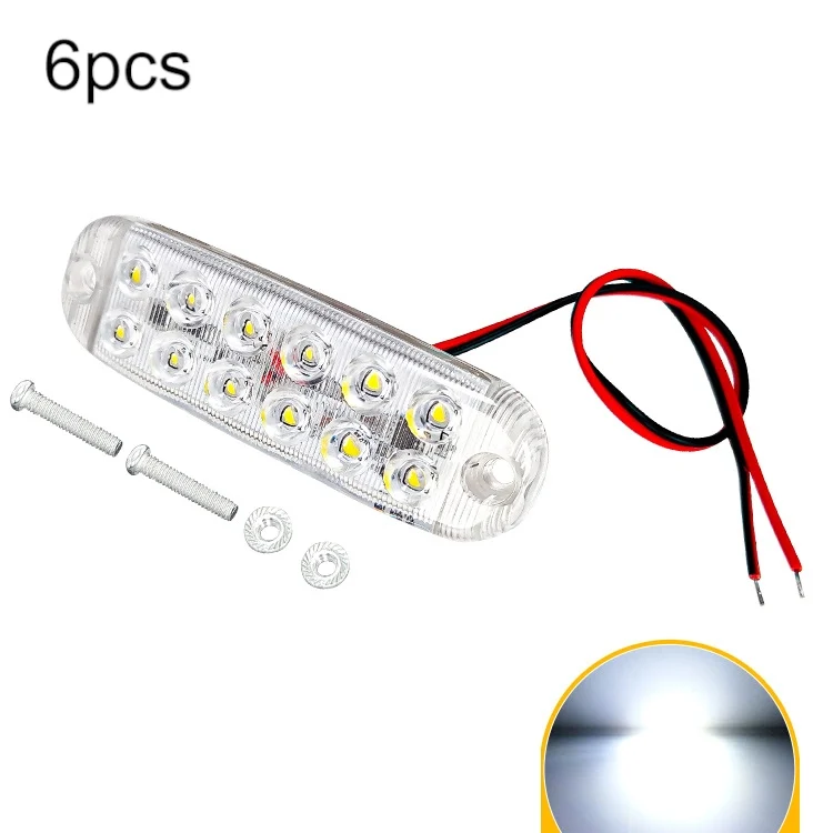 6pcs 12-Bead LED Flashing Warning Lights Motorcycle RV Signal Lights