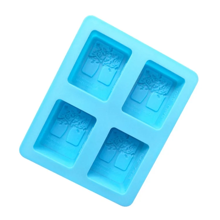 4 Grids Square Tree Silicone Cake Molds Home DIY Handmade Soap Mould