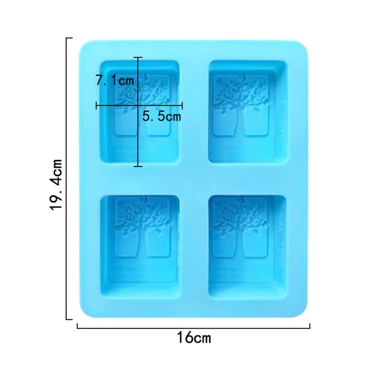 TBD06048994_B2.webp 4 Grids Square Tree Silicone Cake Molds Home DIY Handmade Soap Mould - Image 3
