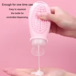100ml 2 In1 Travel Dispenser Bottle Silicone Portable Massage Brush Shampoo Lotion Divider Bottle - Image 6