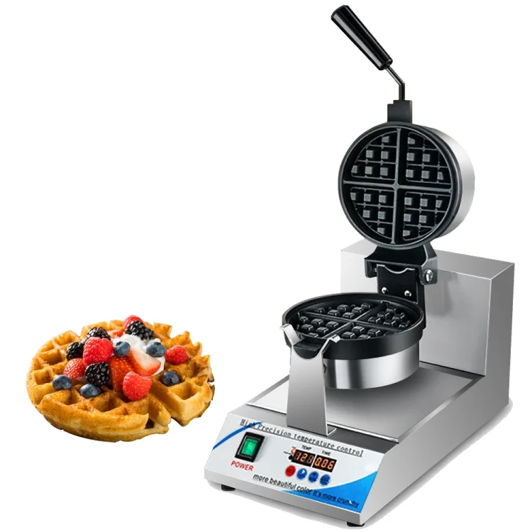 1200W Commercial Waffle Maker Stainless Steel Rotatable Waffle Machine