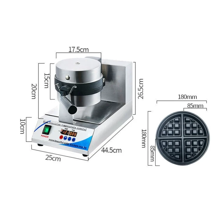 TBD06049072_B9.webp 1200W  Commercial Waffle Maker Stainless Steel Rotatable Waffle Machine - Image 10