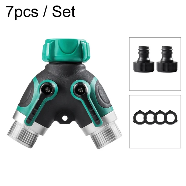 TBD0604924701A.webp 7pcs / Set Y-Type Two-Way Metal Quick Connectors Water Pipe Splitter With Nipple - Image 1