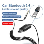 Bluetooth 5.4 Adapter Car Bluetooth Receiver Support U Disk Play AUX To USB - Image 2