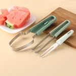 3-in-1 Watermelon Tools Stainless Steel Watermelon Popsicle Cutter Fruit Slicer Peeler Knife Fork - Image 3