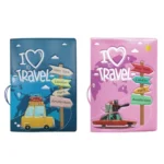 A0341 Cartoon Map Passport Cover Couple Travel Passport Holder - Image 2