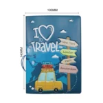 A0341 Cartoon Map Passport Cover Couple Travel Passport Holder - Image 3