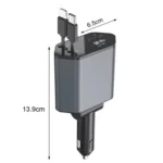 4-In-1 120W Multifunctional USB Retractable Dual-Line Digital Display Car Fast Charger - Image 2