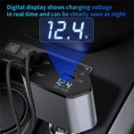 4-In-1 120W Multifunctional USB Retractable Dual-Line Digital Display Car Fast Charger - Image 4