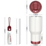 Stainless Steel Car Coffee Mug Double-Wall Vacuum Keep Cold Insulated Cup With Lanyard - Image 2