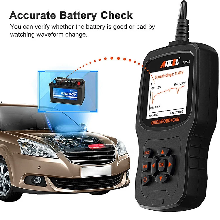 TBD06049532_3.webp ANCEL AD530 2.8-Inch Screen OBD2 Car Engine Tester Car Battery Test Tool - Image 4