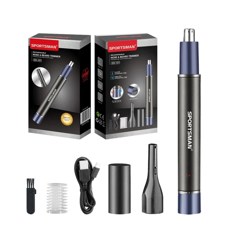 TBD06049568_B6.webp SPORTSMAN SM-431 2 In 1 Electric Nose Hair Repairer Rechargeable Eyebrow Shaver Body Hair Trimmer - Image 7