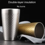 304 Stainless Steel Hammer Mug Thickened Double-Layer Restaurant Tea Cups - Image 6
