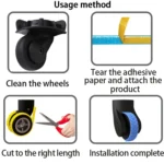 4pcs/ Set Cuttable Trolley Caster Cases Universal Wheel Silent Noise Reducing Silicone Protective Covers - Image 6