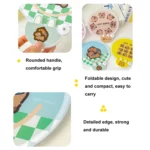 2-In-1 Portable Cute Cartoon Selfie Fill Light Reflector Folding Fan - Image 3