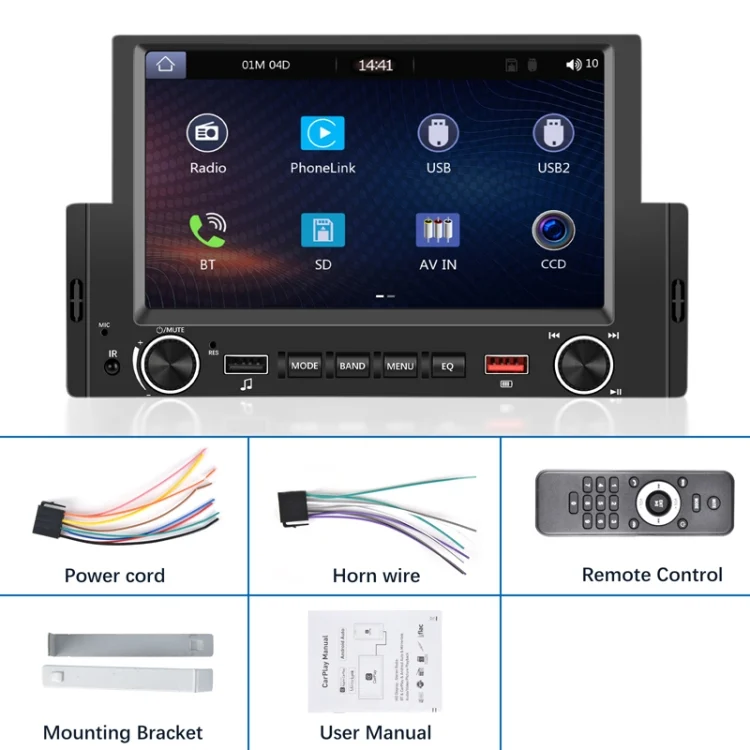 TBD0604970001_1.webp 6.2 Inch MP5 Player Single Butt Universal Wired CarPlay Car Monitor - Image 13