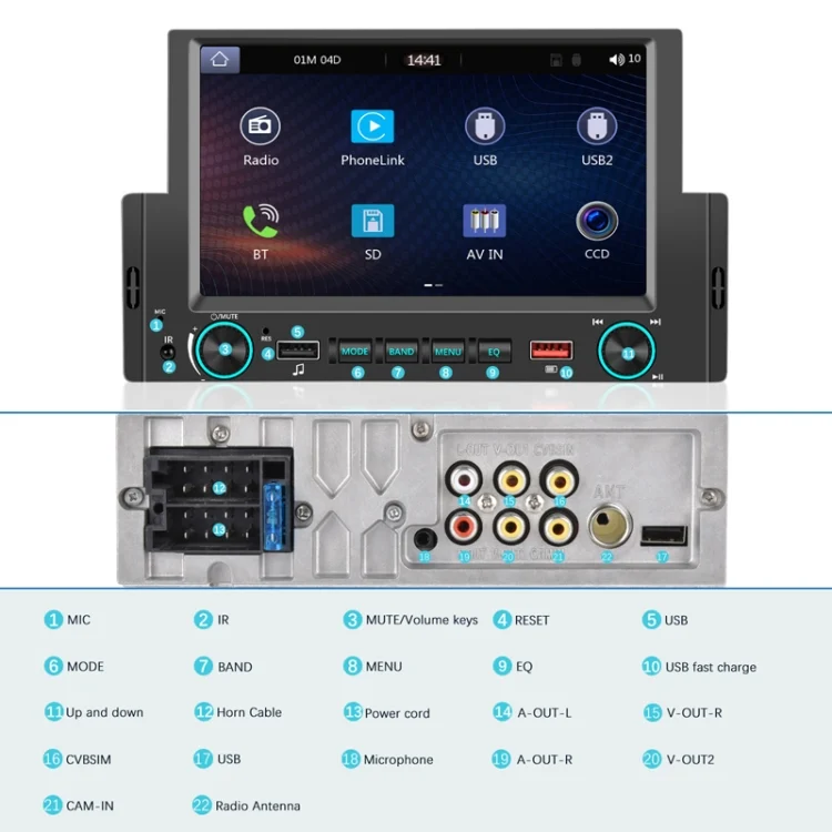 TBD06049700_B2.webp 6.2 Inch MP5 Player Single Butt Universal Wired CarPlay Car Monitor - Image 3