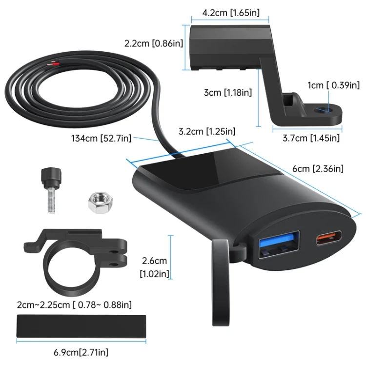 TBD06049706_3.webp Motorcycle PD+USB Fast Charging Mobile Phone Charger Rearview Mirror Extension Bracket - Image 4