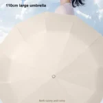 24 Bones Vinyl Folding Umbrella Sunny and Rainy Fully Automatic Sun Shading Umbrella - Image 3