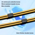 24 Bones Vinyl Folding Umbrella Sunny and Rainy Fully Automatic Sun Shading Umbrella - Image 6