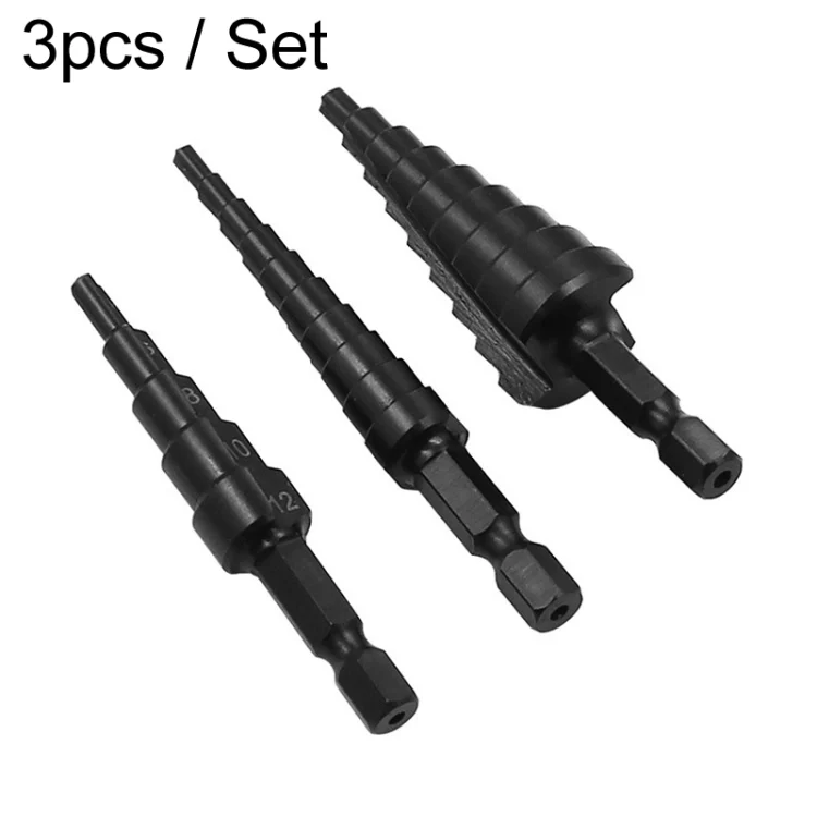 Hexagonal Shank Nitrided Straight Fluted Step Drill HSS Pagoda Drill Hole Opener