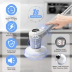 Automatic Water Spray Electric Spin Scrubber 53 Inch Cordless Rechargeable Cleaning Brush - Image 4