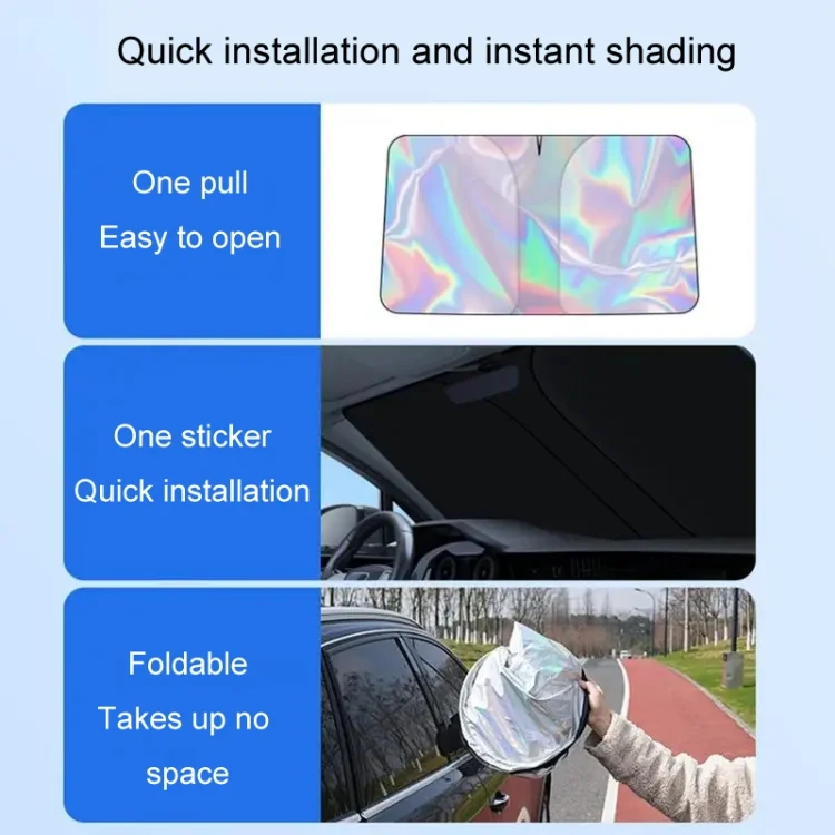 TBD06049819_B5.webp Car Front Windshield Sunshade Colorful Laser Heat Insulation Sunscreen Sunshade Umbrella - Image 6
