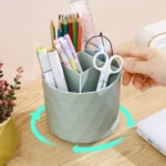 Desktop Rotating Pen Holder Large Capacity Stationery Storage Box Makeup Brush Storage Bucket - Image 5