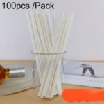 100pcs /Pack 6x197mm Disposable Paper Straws Biodegradable Party Drinking Straws Dessert Table Decoration Prop