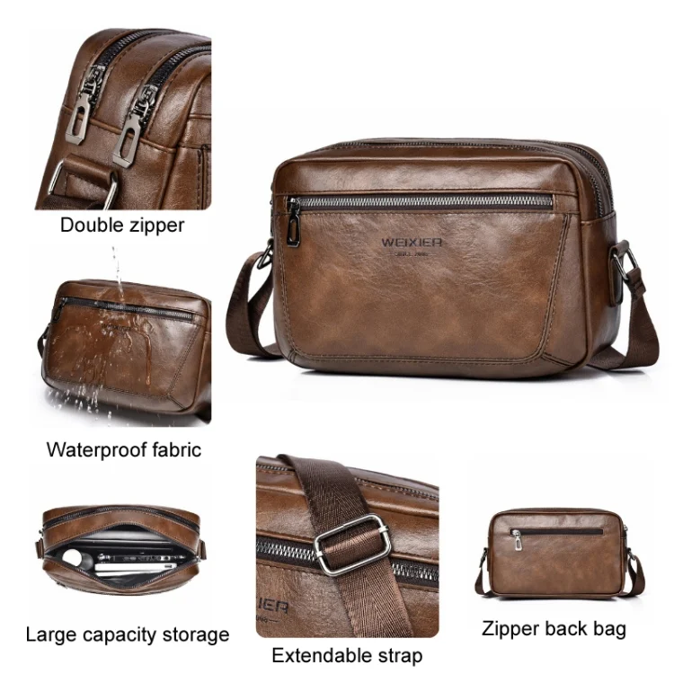 TBD06050315_B5.webp WEIXIER D523 Men Large Capacity Crossbody Single Shoulder Bag Casual PU Messenger Handbag - Image 6