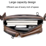 WEIXIER D401 Men Large Capacity Crossbody Single Shoulder Bag Casual PU Messenger Handbag - Image 5