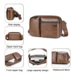 WEIXIER D401 Men Large Capacity Crossbody Single Shoulder Bag Casual PU Messenger Handbag - Image 6