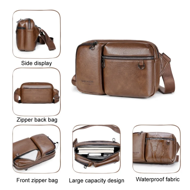 TBD06050317_B5.webp WEIXIER D401 Men Large Capacity Crossbody Single Shoulder Bag Casual PU Messenger Handbag - Image 6