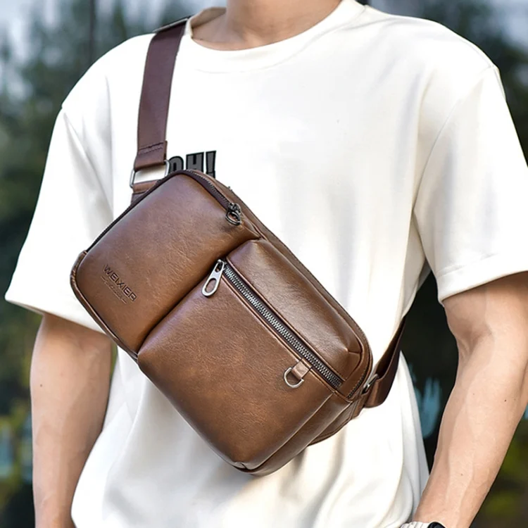 TBD06050317_B8.webp WEIXIER D401 Men Large Capacity Crossbody Single Shoulder Bag Casual PU Messenger Handbag - Image 9