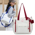 Casual Versatile Shoulder Bag Contrast Color Messenger Bag Student Handbag - Image 2