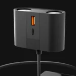 45W Rotating Dual Cigarette Lighter Extension Port Car Charger - Image 2