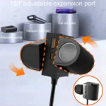 45W Rotating Dual Cigarette Lighter Extension Port Car Charger - Image 5