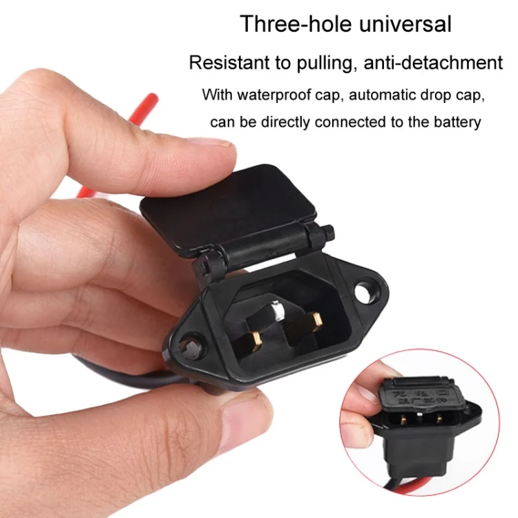 TBD06050536_B2.webp 2pcs Electric Motorcycle Charging Port Three Hole Socket Charger Socket With Cover - Image 3