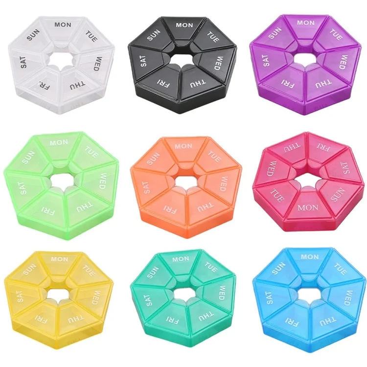 TBD06050551_B1.webp 2pcs Portable Transparent Moisture-Proof Weekly 7-grids Pill Storage Box - Image 2