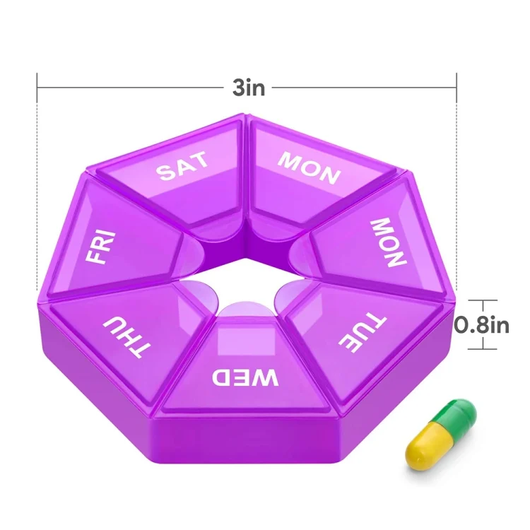 TBD06050551_B2.webp 2pcs Portable Transparent Moisture-Proof Weekly 7-grids Pill Storage Box - Image 3