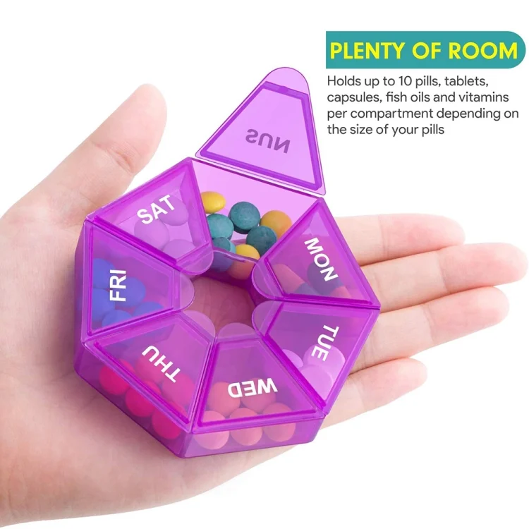 TBD06050551_B4.webp 2pcs Portable Transparent Moisture-Proof Weekly 7-grids Pill Storage Box - Image 5